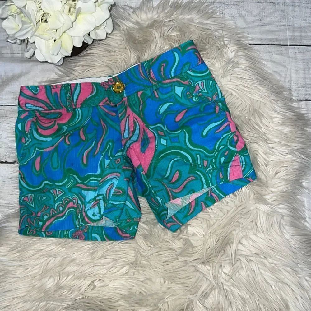 Lilly Pulitzer Lilly’s Lounge Callahan Shorts Floral Tropical Green Pink Blue 00